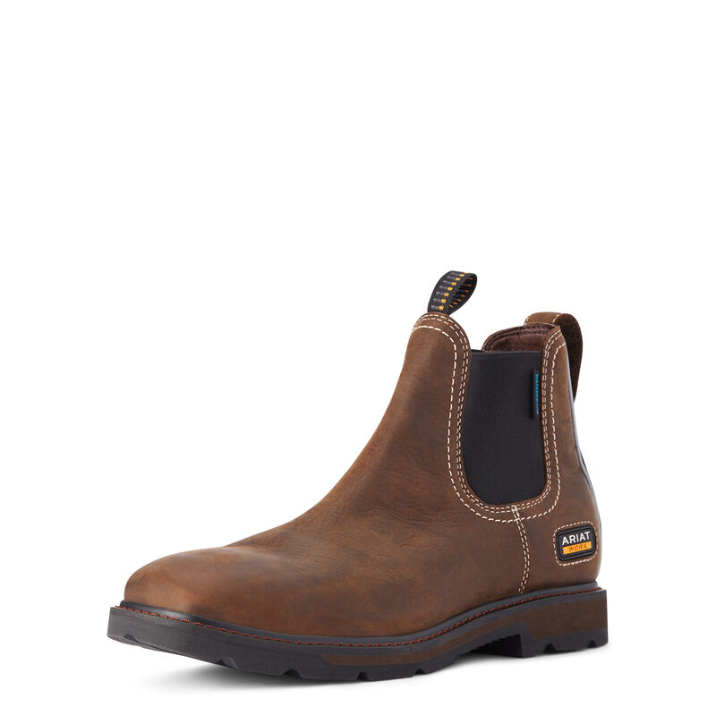 Botas De Trabajo Ariat Groundbreaker Chelsea Wide Square Toe Waterproof Marrones Oscuro Hombre - Chi